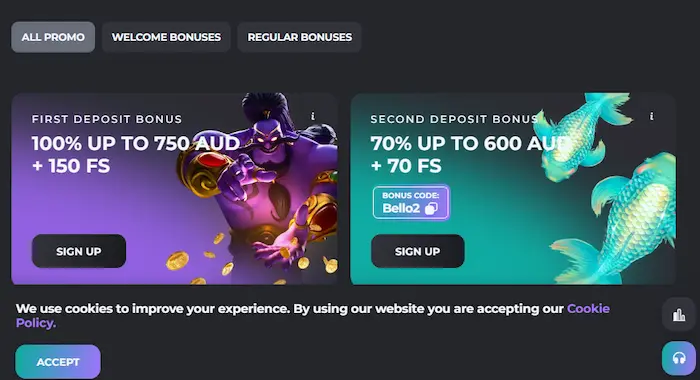 Casino Bello Australia bonus
